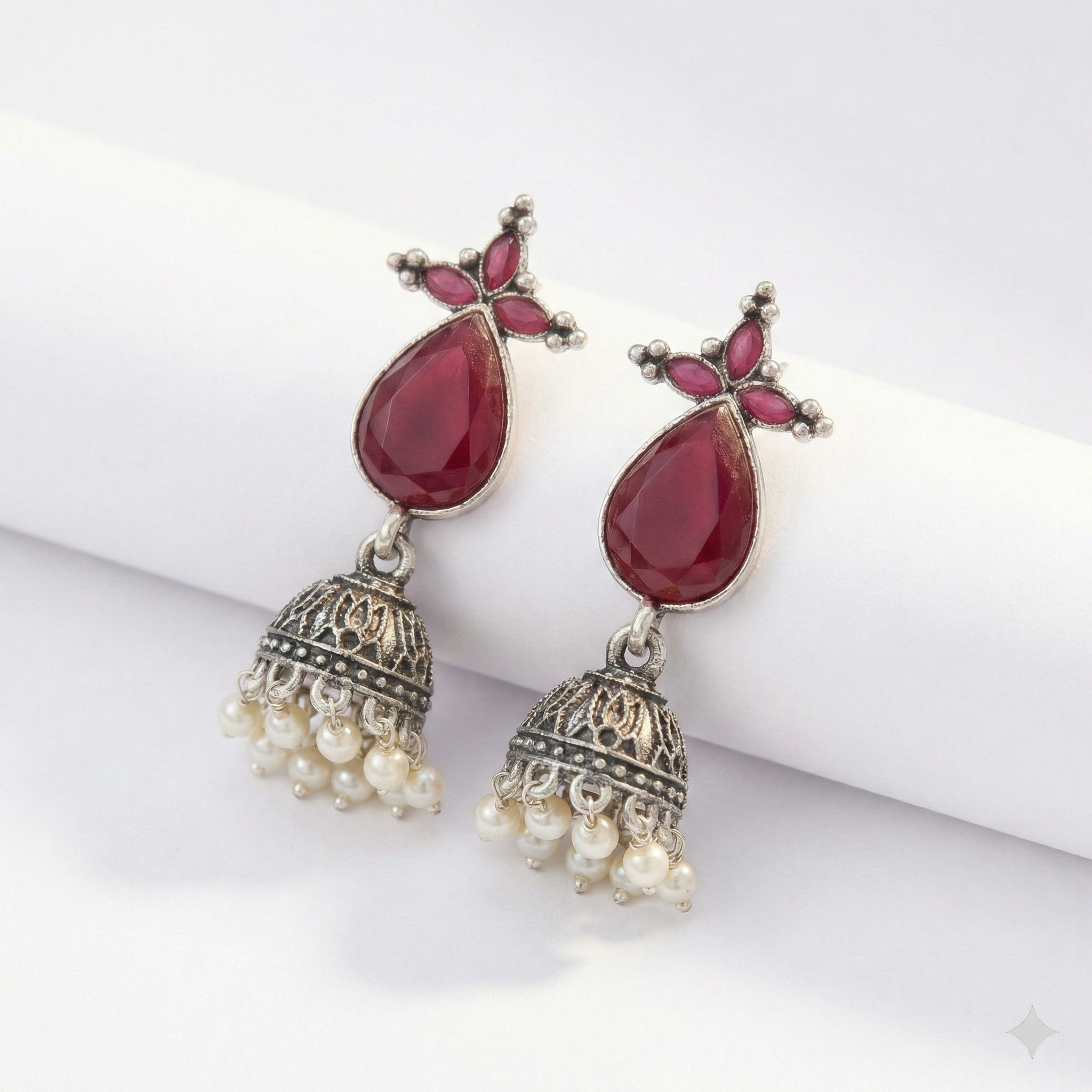 Aura Oxidised Jhumkas - ZREVE Bijoux